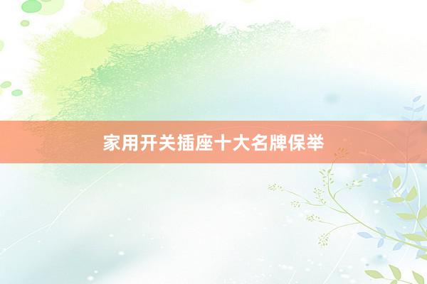 家用开关插座十大名牌保举